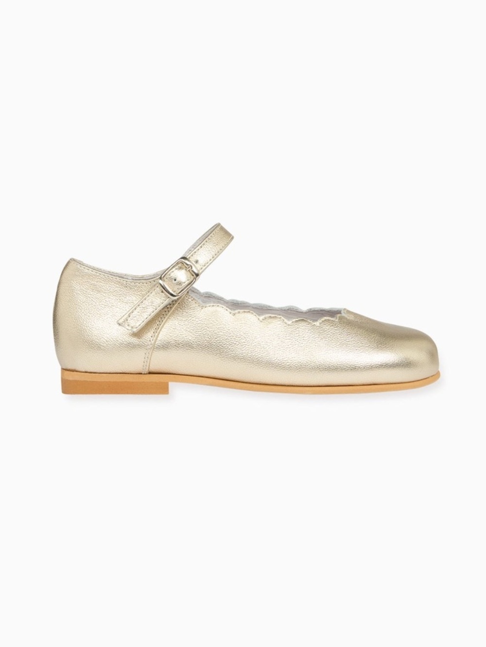 La Coqueta Gold Scalloped Mary Jane Shoes Girls EU 27 US 10 Soft Nappa Leather - Picture 5 of 13